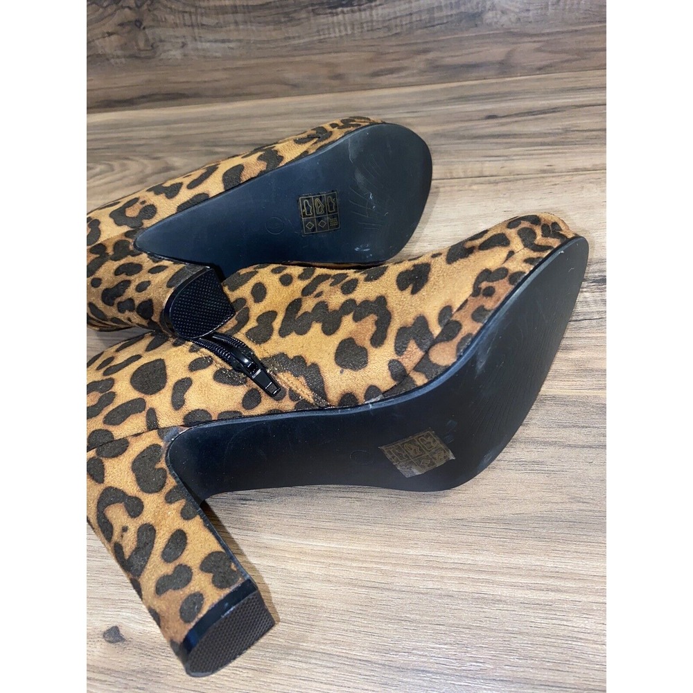 Allegra K Women's Platform Round Toe Chunky Heel Ankle Booties, Leopard,‎ Sz 9 - Picture 6 of 6